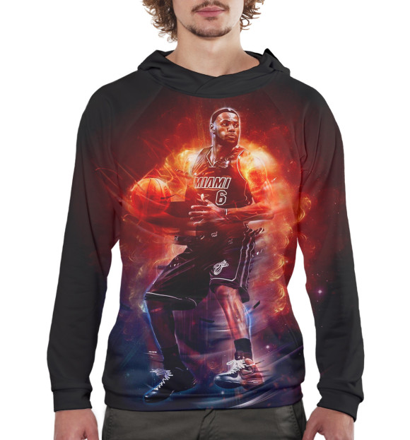 Мужское худи с изображением Леброн Джеймс цвета Белый