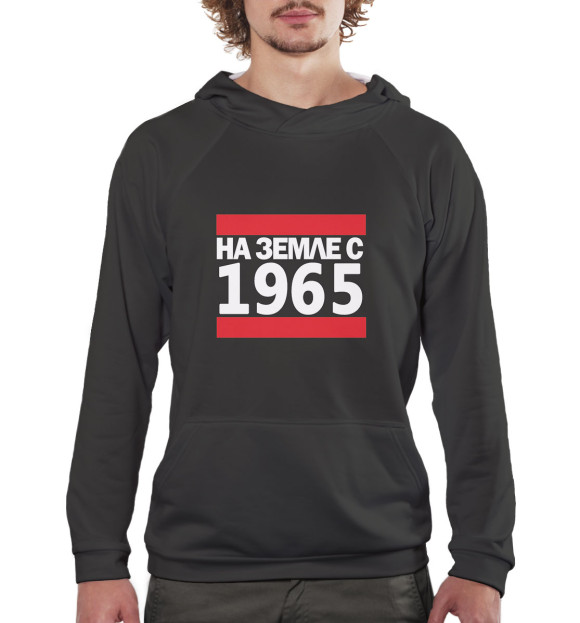 Мужское худи с изображением На Земле с 1965 цвета Белый