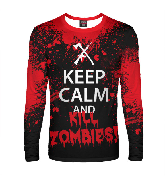 Мужской лонгслив с изображением Keep Calm & Kill Zombies цвета Белый