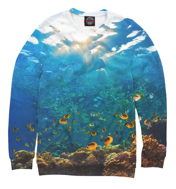 Свитшот для девочек с изображением Коралловый риф цвета Белый