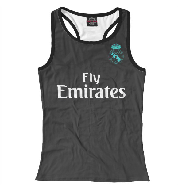 Женская майка-борцовка с изображением Форма Реал Мадрид Гостевая 17/18 цвета Белый