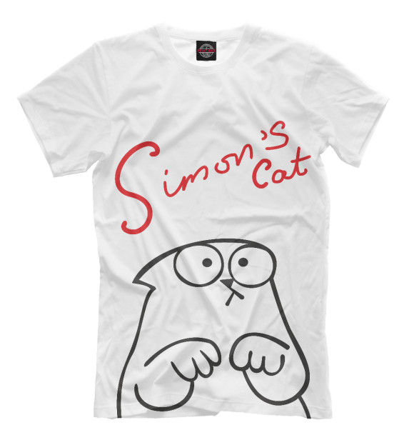 Мужская футболка с изображением Кот Саймона грустит цвета Молочно-белый