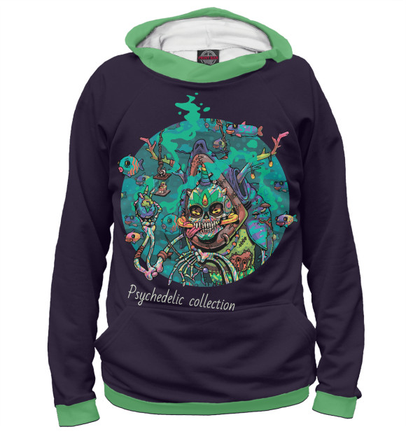 Мужское худи с изображением Psychedelic collection page 0.1 цвета Белый