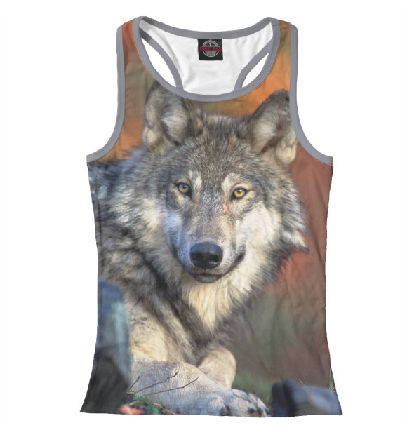 Женская майка-борцовка с изображением Добрый Волк цвета Белый