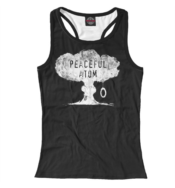 Женская майка-борцовка с изображением Мирный атом цвета Белый