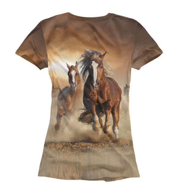 Женская футболка с изображением Бегущие лошади цвета Белый