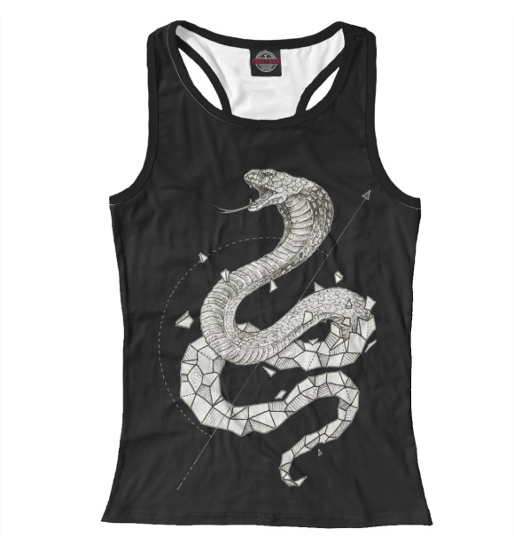 Женская майка-борцовка с изображением Geometric dark snake цвета Белый