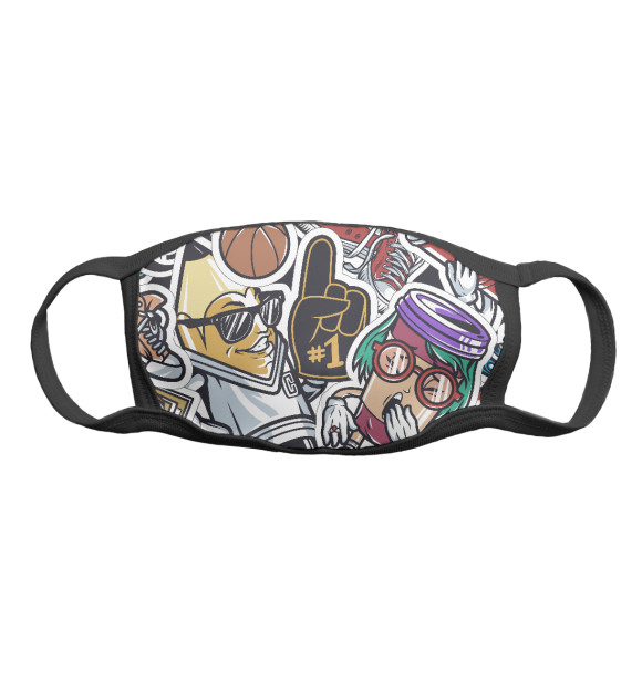 Маска тканевая с изображением Stikers цвета Белый