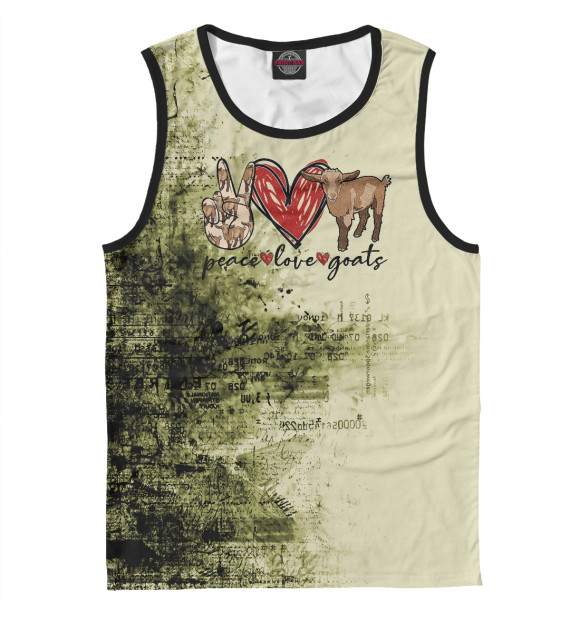 Майка для мальчика с изображением Peace Love Goats цвета Белый