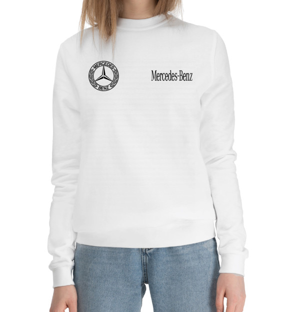 Женский хлопковый свитшот с изображением Mercedes-Benz цвета Белый