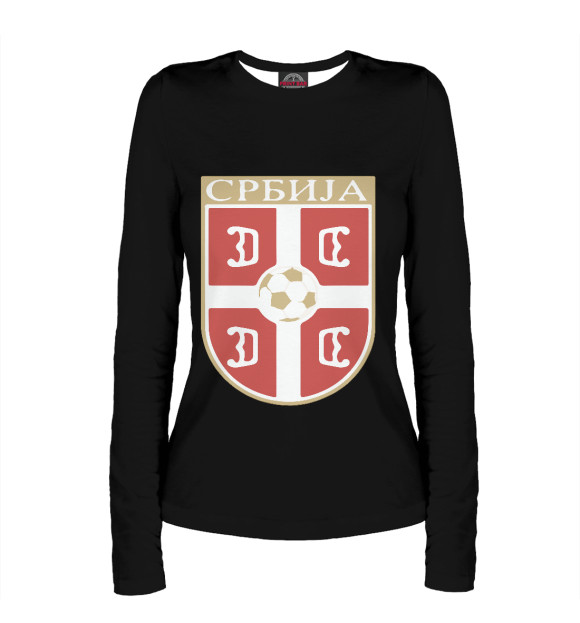 Женский лонгслив с изображением Сборная Сербии цвета Белый