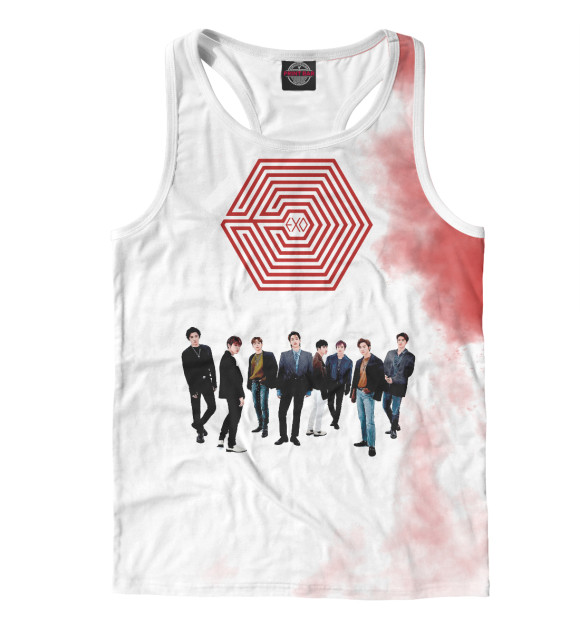 Мужская майка-борцовка с изображением EXO группа цвета Белый