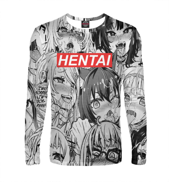 Мужской лонгслив с изображением Hentai цвета Белый