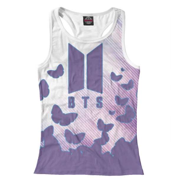 Женская майка-борцовка с изображением BTS цвета Белый