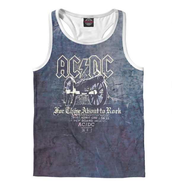 Мужская майка-борцовка с изображением AC/DC цвета Белый