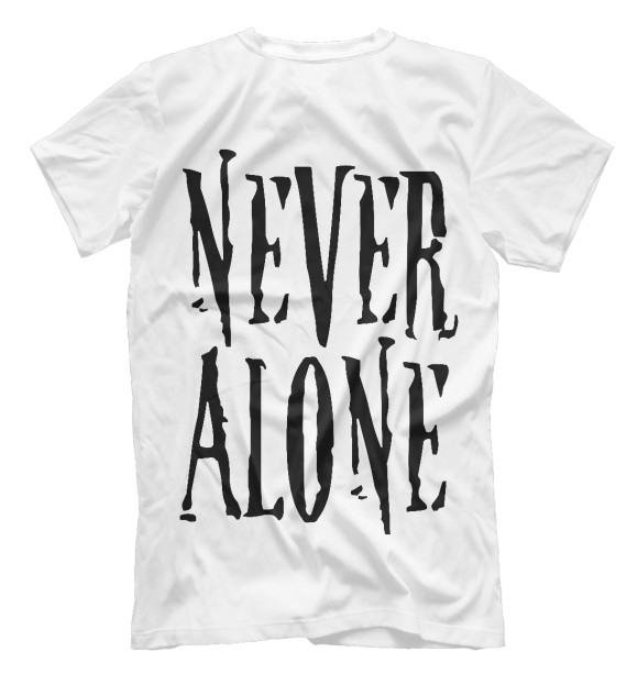 Футболка для мальчиков с изображением Never alone цвета Белый