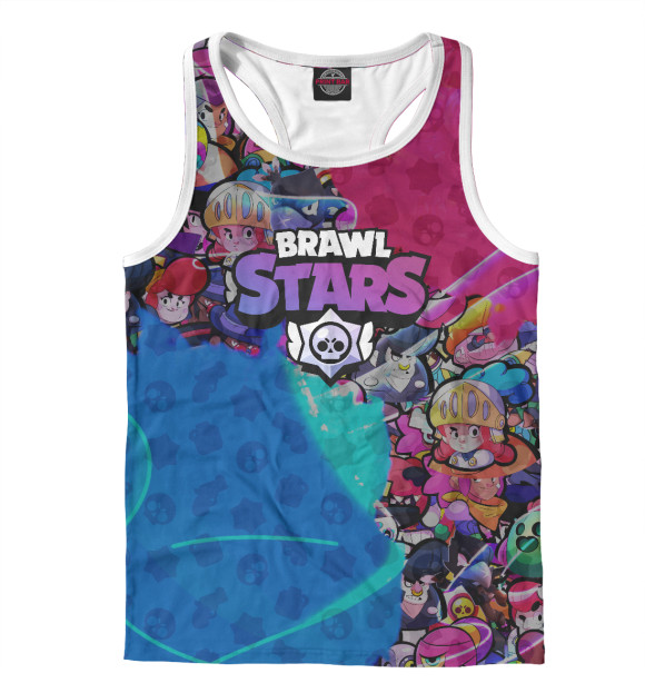 Мужская майка-борцовка с изображением Brawl Stars цвета Белый