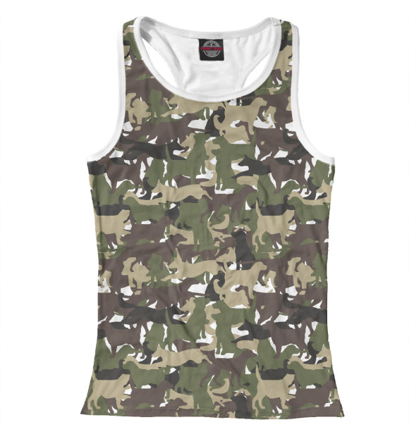 Женская майка-борцовка с изображением Собаки цвета Белый