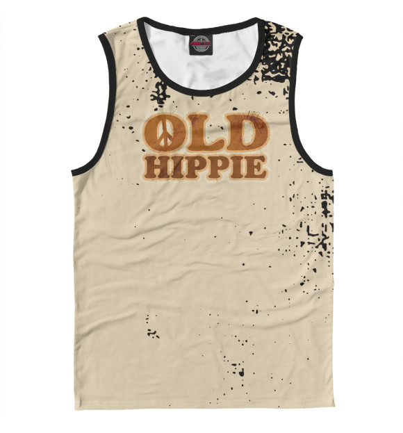 Мужская майка с изображением Old Hippie Peace Sign цвета Белый