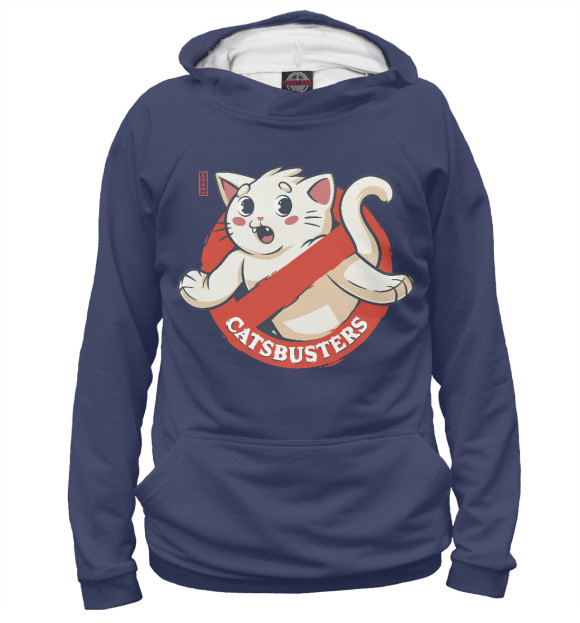Мужское худи с изображением Catsbusters цвета Белый