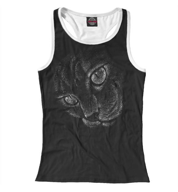 Женская майка-борцовка с изображением Завораживающий кот цвета Белый