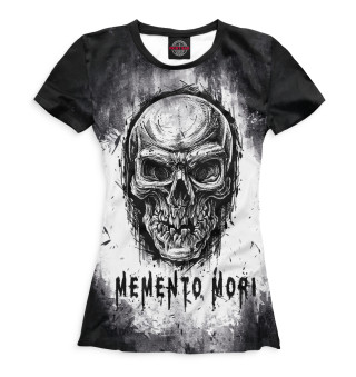 Женская футболка Memento Mori чёрно-белый фон