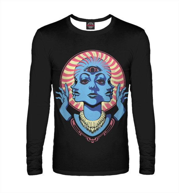 Мужской лонгслив с изображением Психоделика цвета Белый