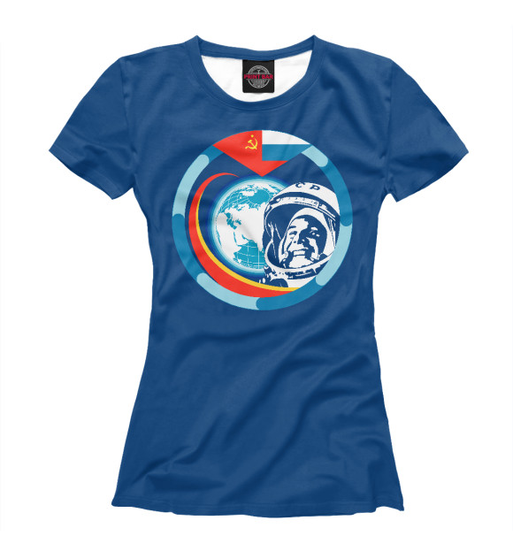 Женская футболка с изображением Первый Космонавт Гагарин цвета Белый