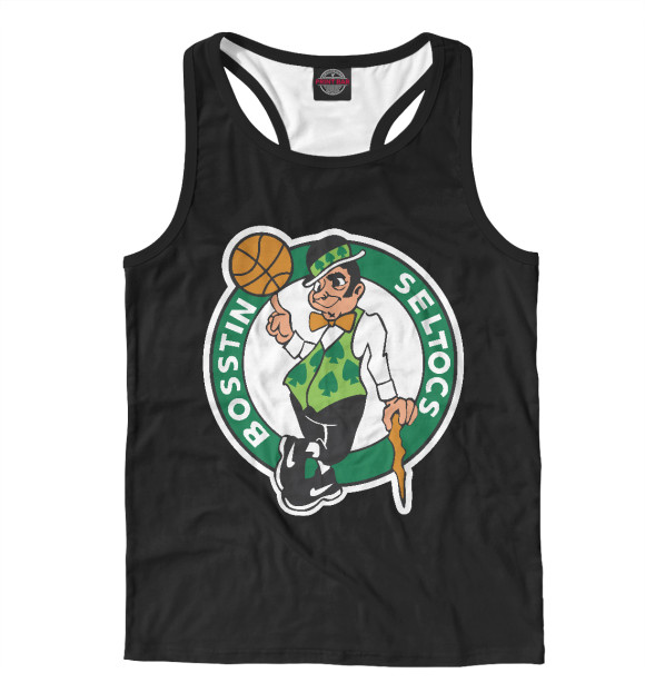 Мужская майка-борцовка с изображением Bosstin Celtocs (black background) цвета Белый