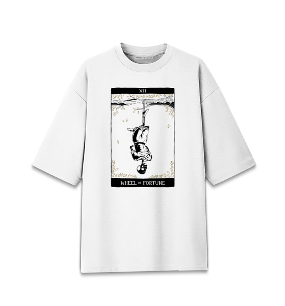 Женская футболка оверсайз с изображением Висельник карта Таро цвета Белый
