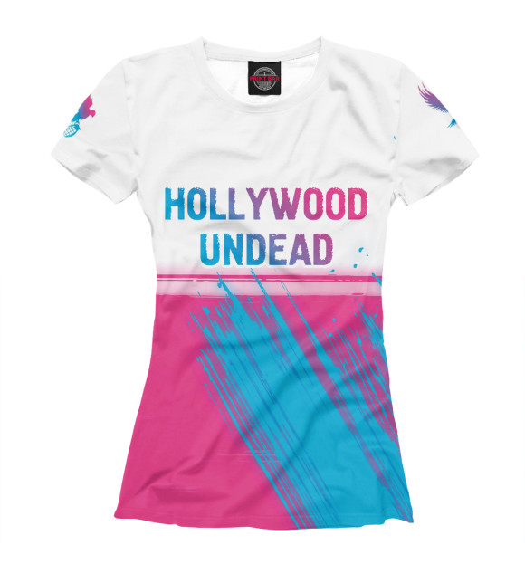 Женская футболка с изображением Hollywood Undead Neon Gradient цвета Белый