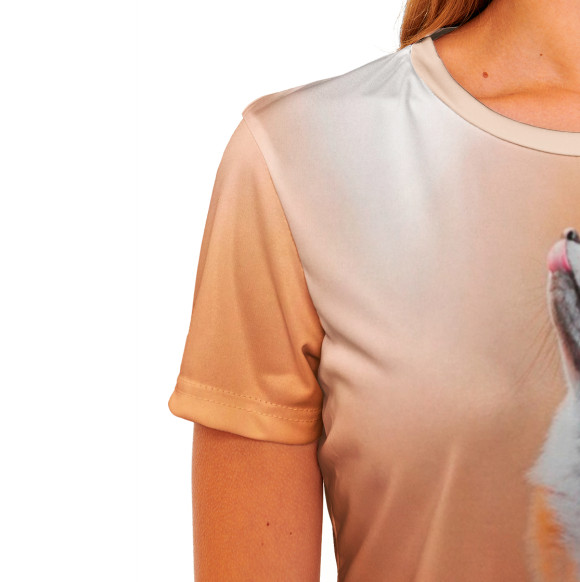 Женская футболка с изображением Лиса в лесу цвета Белый