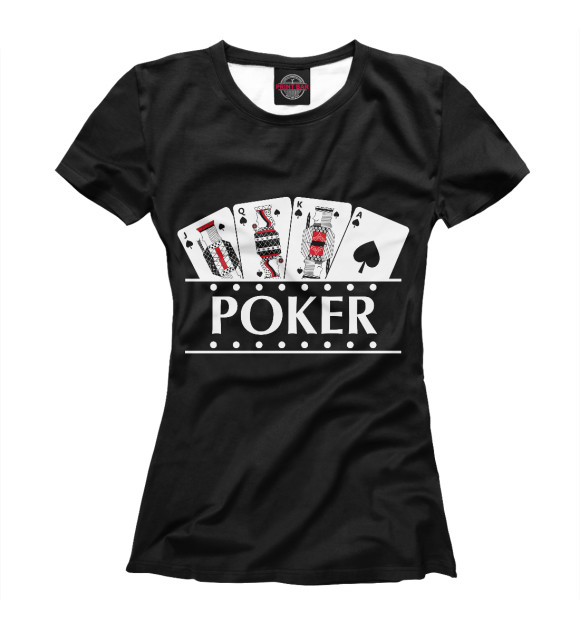 Женская футболка с изображением Покер цвета Белый