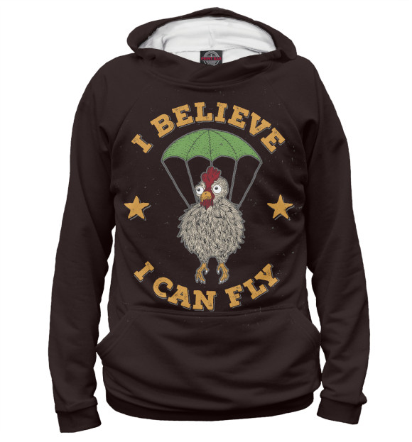 Женское худи с изображением I believe - I can Fly цвета Белый