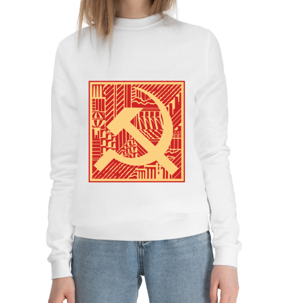 Женский хлопковый свитшот с изображением СССР цвета Белый