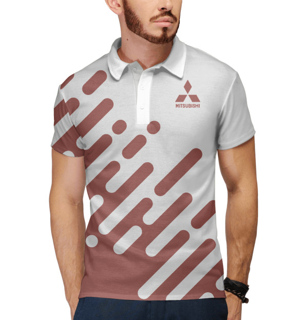 Мужское поло с изображением Mitsubishi цвета Белый