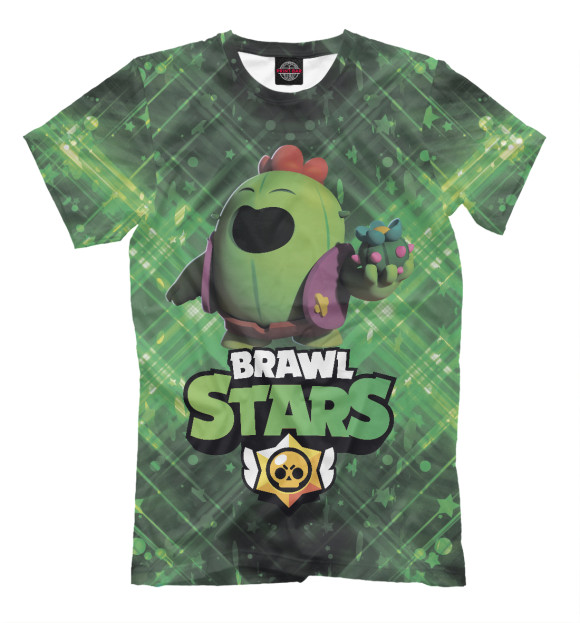 Мужская футболка с изображением Brawn stars Spike цвета Белый
