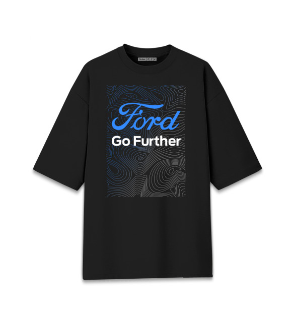 Мужская футболка оверсайз с изображением Форд - Линии цвета Черный