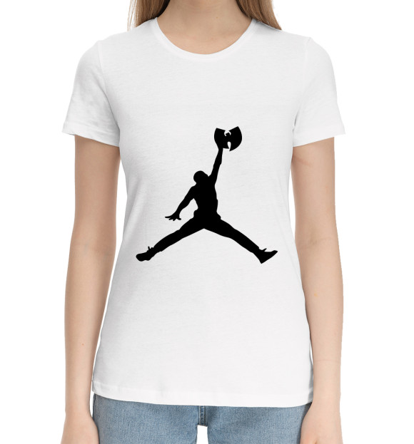 Женская хлопковая футболка с изображением Wu-Tang Jordan цвета Белый