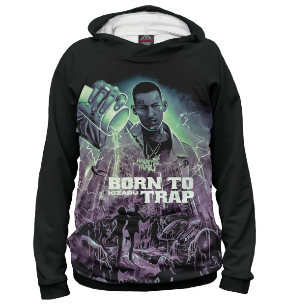 Женское худи с изображением Kizaru born to trap цвета Белый