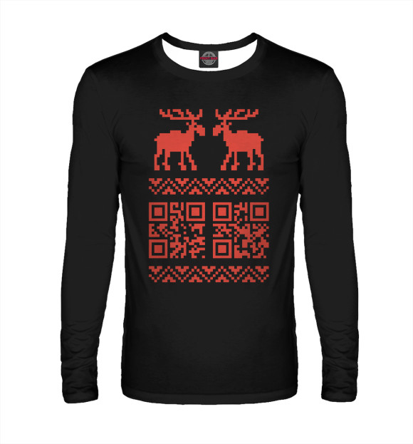 Мужской лонгслив с изображением Code Deer цвета Белый