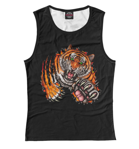 Майка для девочки с изображением Тигр цвета Белый