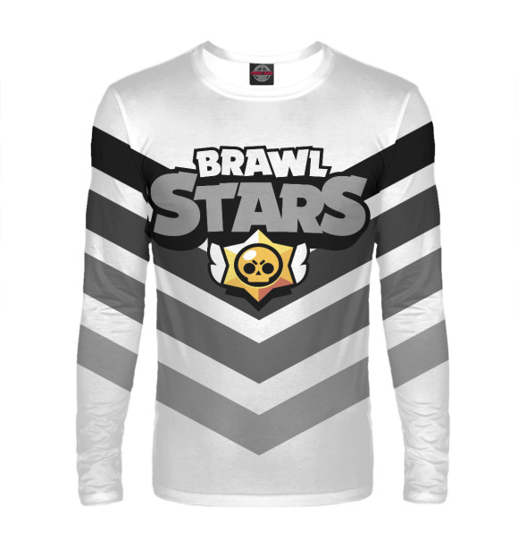 Мужской лонгслив с притом Brawl Stars цвета Белый Мужской лонгслив с изображением Brawl Stars цвета Белый