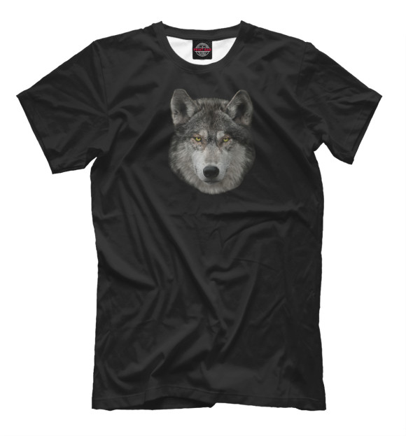 Мужская футболка с изображением Волк голова цвета Белый