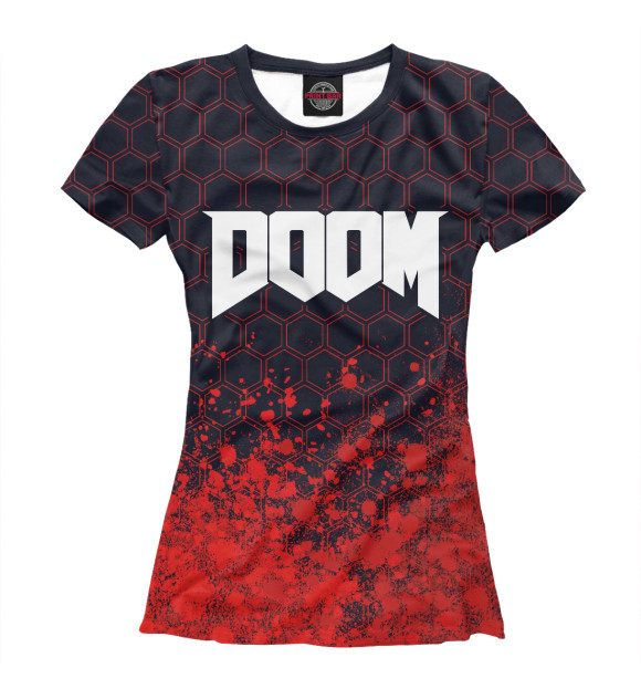 Футболка для девочек с изображением Doom / Дум цвета Белый