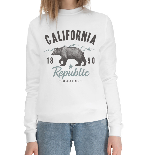 Женский хлопковый свитшот с изображением California цвета Белый