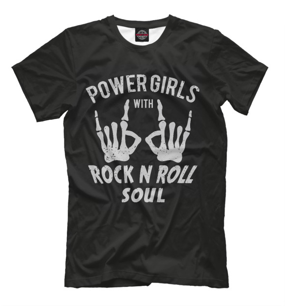 Мужская футболка с изображением Power Girls with Rock n Roll цвета Белый