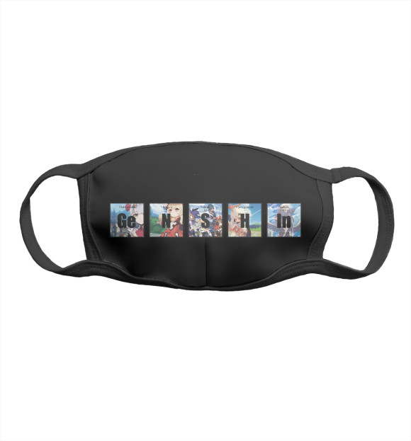 Маска тканевая с притом Genshin Impact цвета Белый Маска тканевая с изображением Genshin Impact цвета Белый