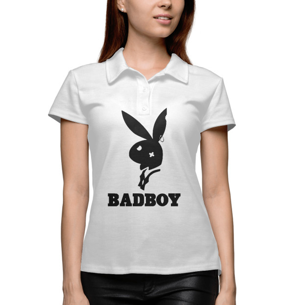 Женское поло с изображением BADBOY цвета Белый