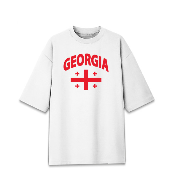 Мужская футболка оверсайз с изображением Грузия цвета Белый
